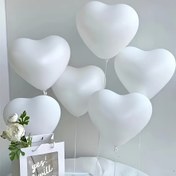 Resim 35 adet beyaz kalp şeklinde lateks balonlar, 25.4 cm, Sevgililer Günü, doğum günü, düğün, yıl dönümü, nişan, parti dekorasyonu, düğün sezonu, otel sahne düzeni, aile odası dekorasyonu, parti çekim arka plan balonları 