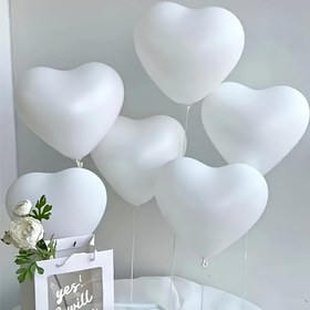 Resim 35 adet beyaz kalp şeklinde lateks balonlar, 25.4 cm, Sevgililer Günü, doğum günü, düğün, yıl dönümü, nişan, parti dekorasyonu, düğün sezonu, otel sahne düzeni, aile odası dekorasyonu, parti çekim arka plan balonları 