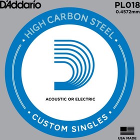 Resim D'Addario PL018 Plain Steel Elektro ve Akustik Gitar Tek Tel (18) 