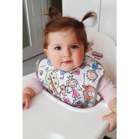 Resim Yorni, Alt Açma Hediyeli, 2 Adet, 6-24 AY, Family Sıvı Geçirmez, Sızdırmaz, Cepli ve Boyundan Cırtlı Bebek Mama Önlüğü 