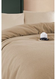 Resim Renkli Gofret Desen Tek Kişilik Yatak Örtüsü Otel Pike 160x230 Cm Bej 