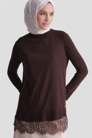 Resim Armine Dantelli Rayon Tunik Acı Kahve 