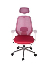 Resim Ofisbazaar Dali Beyaz Fileli Yönetici Koltuğu Ergonomik Başlıklı Ofis Koltuğu Pembe Pembe 