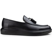 Resim Deery Hakiki Deri Siyah Püsküllü Comfort Erkek Loafer Siyah 
