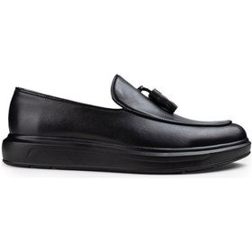 Resim Deery Hakiki Deri Siyah Püsküllü Comfort Erkek Loafer Siyah 