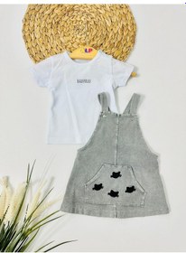 Resim Cat Örme Kot Thısort Ve Salopet - Gri Gri 