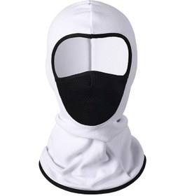 Resim Açık Hava Motosiklet Bisikleti Rüzgar Geçirmez Balaclava Nefes Alabilir Örgü Yüz Maskesi Boyun Isıtıcı - Beyaz 
