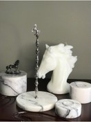 Resim MIARIK DESIGN & DEKORASYON Leylak Mermer At Detaylı Peçetelik Havluluk (gümüş) 