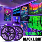 Resim 200/400Cm(79Inch/157Inch) UV Siyah Şerit Işık, DC 5V, USB Fişi, Parıltılı Parti için Siyah Işık, 385-400Nm Siyah Işıklar için Yatak Odası İç Mekan Cadılar Bayramı/Noel/Sevgililer Günü Doğum Günü Dekoru Uranyum Cam Bantlı Tablo 