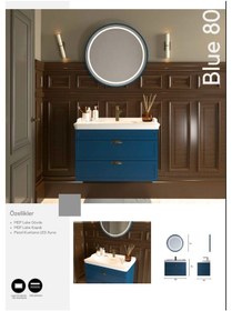 Resim Evros Blue 80 Cm Banyo Dolabı Lacivert 