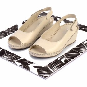 Resim Bambi Bej Leather Kadın Dolgu Topuklu Ayakkabı K05717250403 