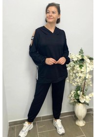 Resim Mia Butik Kadın Siyah Kol Detaylı Eşortman Takım Siyah 