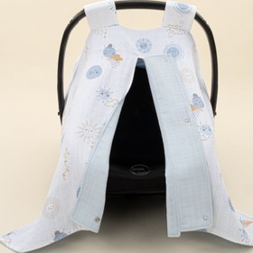 Resim Puset Örtüsü - Çift Taraflı - Bebe Mavi Muslin - Mavi Güneş 