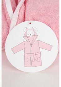 Resim Baveno %100 Pamuklu Kedi Desenli Çocuk Bornozu Pembe 