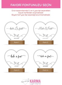 Resim Çiftler İçin Güvercin Motifli Kişiye Özel Led Gece Lambası Masif Ahşap Tabanlı Usb Kablolu Pleksi Led Gece Lambası 