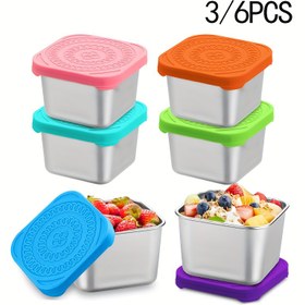 Resim 3/6 adet Paslanmaz Çelik Salata Sosu Kapları, Fırçalanmış Metal, Yeniden Kullanılabilir, Sızdırmaz, Silikon Kapak ile, Salata, Sos, Okul Öğle Yemeği, Mutfak, Restoran, Piknik, Seyahat, Noel, Cadılar Bayramı, Paskalya, Hanuka, Sevgililer Günü için 