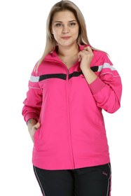Resim Fantasy Pembe Kadın Yarım Balıkçı Yaka Boydan Fermuarlı Büyük Beden Eşofman Takımı Edy958p 