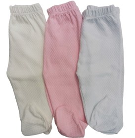 Resim bebedino Bebek Patikli Alt Hava Alır Kumaş Düz Renk (3 Lü Paket Beyaz-pembe-krem) 