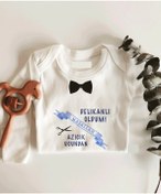 Resim Tuğbababy Sünnet Temalı Azıcık Ucundan Uzun Kol Çıtçıtlı Organik Bebek Body Beyaz 