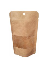 Resim Doypack Pencereli Kraft Delikli Kilitli Kese Kağıdı Orta Boy 1 KG 20'li 20 x 30 CM 