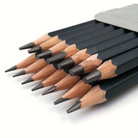 Resim 12 Parça Profesyonel Eskiz Kalemi Seti - Yüksek Kaliteli, Dayanıklı Ahşap, Altıgen Tutamak & Dereceli Sertlik (2H'den 8B'ye) - Sanatçılar ve Başlangıç Seviyesindeki Kullanıcılar İçin İdeal 