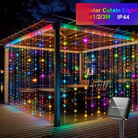 Resim 1 adet 300/200/100 LED Güneş Perde Işıkları - 8 Aydınlatma Modu, Noel için Peri Dize Işık, Kamp, Karavan, Ramazan, Cadılar Bayramı, Düğünler, Ev ve Bahçe, Dış Mekan 298.7cm x 298.7/97.54/198.12cm IP44 Akıllı Işık, Akıllı Bahçe Işığı, Akıllı Güneş Çim Işığı, Akıllı Şerit Işık Akıllı Anahtar, Otomatik Açma/Kapama, Akıllı Işık Algılama (Güneş Işığı), Çok Renkli Varyasyon, Akıllı Algılama - Işık Algılama 