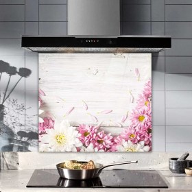 Resim Decorita Pembe Kasımpatı | Cam Ocak Arkası Koruyucu | 52cm x 60cm 