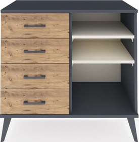 Resim Hyperion Şifonyer 2 Raflı 4 Çekmeceli 88x44x80 Antrasit-aytaşı/çam Aytaşı/çam 