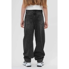 Resim Haykids Kız Çocuk Kahverengi Wide Leg Pantolon Beli Lastikli Halat Detaylı Baggy Kot Jean 
