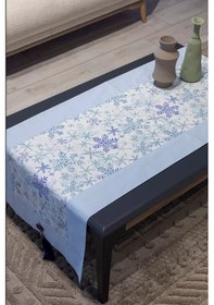 Resim Pamuklu Kumaş Runner Ve Kırlent Takımı 55x165 Cm Runner 2 Adet 