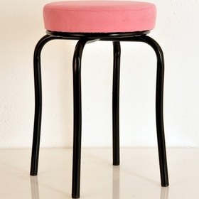 Resim 8 Adet Pembe Tay Tüyü Siyah Profil Ahtapot Metal Tabure 