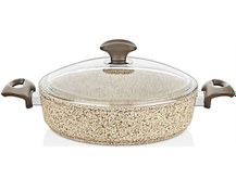 Resim Falez Creamy 28 Cm Kısa Granit Tencere Krem Rengi 