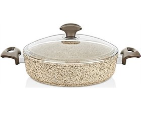Resim Falez Creamy 28 Cm Kısa Granit Tencere Krem Rengi 