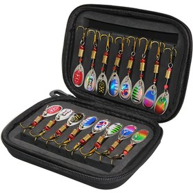 Resim 16 adet Metal Kaşık Spinner Balıkçılık Yemi, Kaşık Crankbaits Balıkçılık Wobblers Pike & Crochet Kit, Yapay Yem 