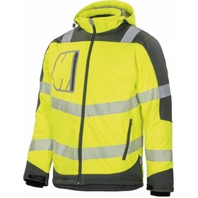 Resim Reflektörlü Su Geçirmez Termal Softshell İş Montu Sarı Sarı 