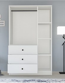 Resim Metalia Gm 308 Ece Lüx 3 Kapı 3 Çekmeceli Düğme Kulplu Gardırop 