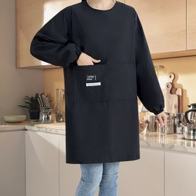 Resim Uniseks Uzun Kollu Mutfak Önlüğü Cepli - Yumuşak, Nefes Alabilen Naylon, Pişirme, Boyama, Evcil Hayvan Bakımı, Bahçe İşleri, Kafeler, Restoranlar ve Açık Hava Çalışmaları için Rahat Kesim, Siyah 