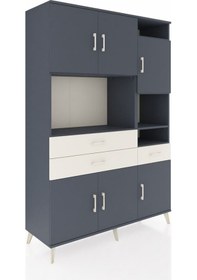 Resim Hyperion Dolap 10 Raflı 3 Çekmeceli 6 Kapaklı 132x44x195 Antrasit-antrasit/aytaşı Antrasıt/aytası - Antrasıt 