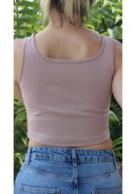 Resim Afri Kadın Sütlü Kahve Basic Ribana Atlet Crop Likralı Spor Üst Sütlü Kahverengi 