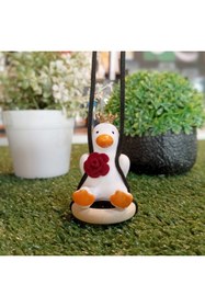 Resim Natavanbutık Taçlı ve Güllü Sallanan Ördek Araba Süsü 