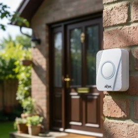 Resim Aesco Beyaz Kablosuz Su Geçirmez Kapı Zili 