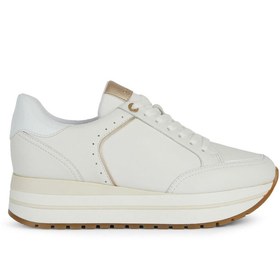 Resim Geox Kadın Beyaz Kency Kalın Tabanlı Bağcıklı Deri Sneaker D45mza08502c1000 