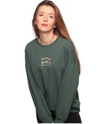 Resim Nakışlı 3 İplik Kadın Sweatshirt 5808 Yeşil Çok Renkli 