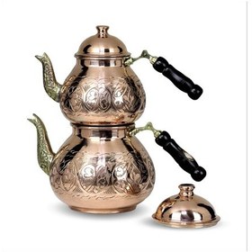 Resim Damla Kazılmış Bakır Çaydanlık Bakır 