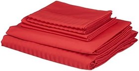 Resim Taç Basic Stripe Düz%100 Pamuk Nevresim Takımı, Kırmızı, King Size 
