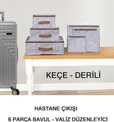 Resim Realwest Hastane Çıkışı 6 Parça Bavul Valiz Düzenleyici Organizer Derili Keçe Gri 