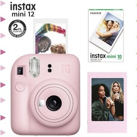 Resim Fujifilm Instax Mini 12 Fotoğraf Makinesi + Çerçeve + 10'lu Mini Film Seti Pembe 