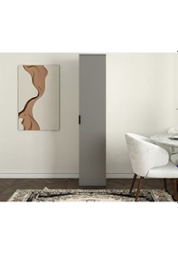 Resim Tek Kapaklı 5 Raflı Ultra Çok Amaçlı Mutfak Banyo Kiler Dolabı - Metalik Gri Metalik Gri 