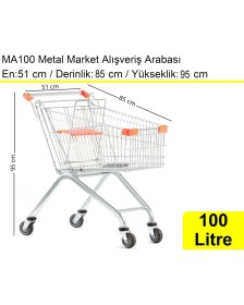 Resim Akdenizpos MA100 Metal Market Alışveriş Arabası 100 Litre 