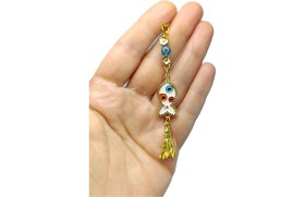 Resim Yeni Araba Hediyesi, Metal Balık Renkli Nazar Boncuklu Püsküllü Dikiz Ayna Süsü 